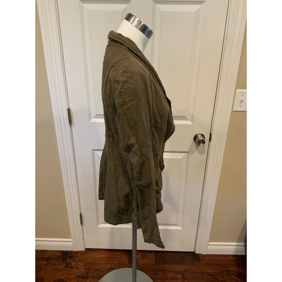Free People Army Green Linen Single Button Blazer, Size XS - Picture 2 of 5